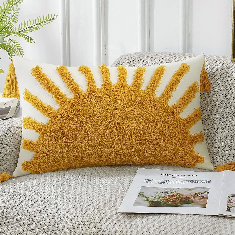 3770 Decorative Boho Throw Pillow Covers 12x20, Lumbar Tufted Pillows Cover